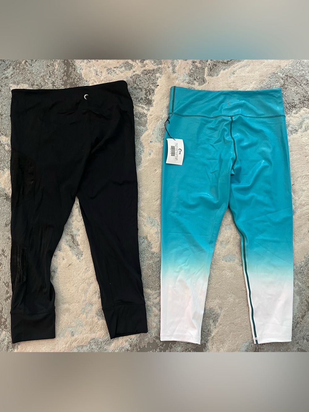 ZYIA Leggings Set — Black & Teal Ombre